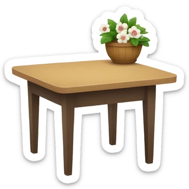 table with a flower sticker