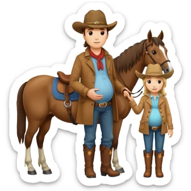 pregnant man  near horse sticker