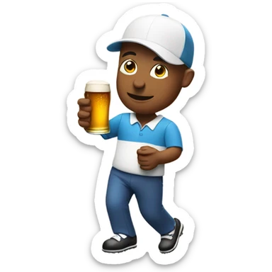 Golfer holding a beer  sticker