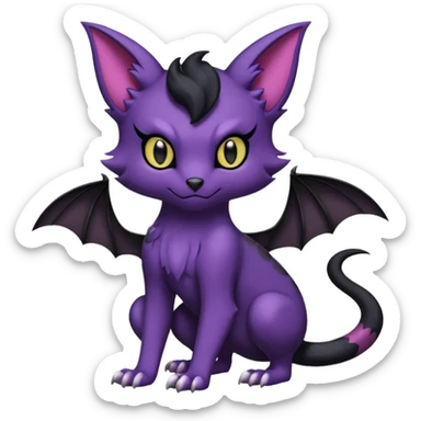 Black batty vampiric scary spooky dark dusky gloomy cute handsome beautiful pretty Liepard-Noibat-Delcatty-Pokémon-fusion sticker