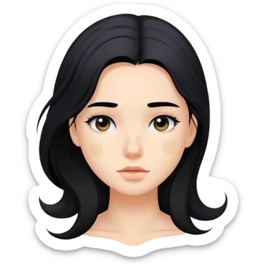 girl with pimples, flowing black hair and minimal makeup sticker