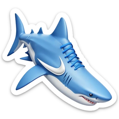 A shark with blue nike shoes sticker