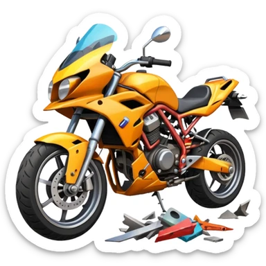 crashed sports motorcycle sticker