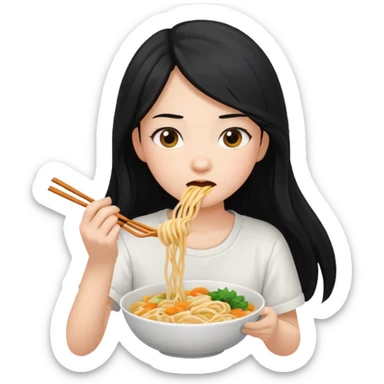 Cewek lagi makan mie sticker