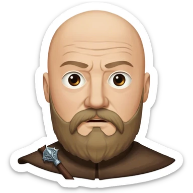 Rickard Karstark from game of thrones, bushy beard, bald head sticker