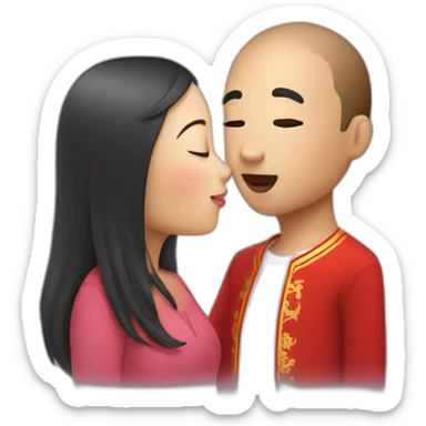French guy and Chinese girl kissing sticker