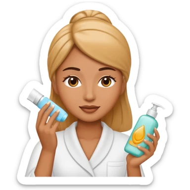 create a iphone emoji, woman using product skincare sticker