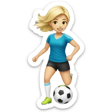 blond girl doing keepy uppies with a soccerball sticker