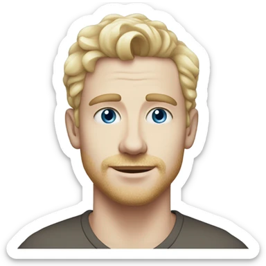 3/4 profile light curl blonde 30yo man blue eyed pale skin sticker