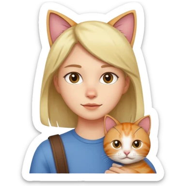 person with cat on their shoulder sticker