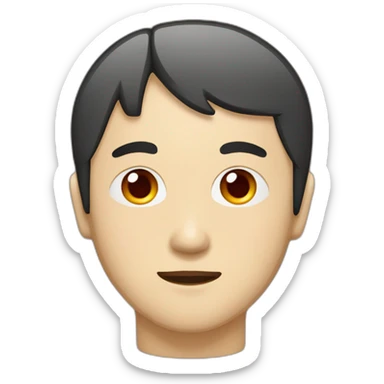 asian man's face in hachimaki with a red circle on his forehead sticker