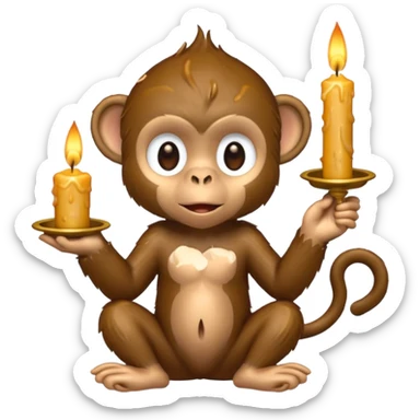 candle-holding monkey sticker