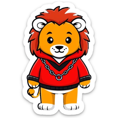 Lion with red sweater and chains sticker