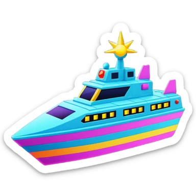 a galaga ship in a pixellated 1980s retro video game style sticker