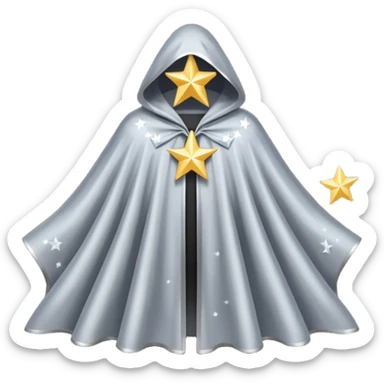 a fantasy  magic, silver color with star pattern cloak sticker