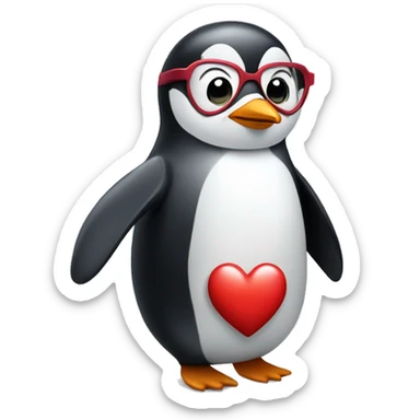 penguin with heart glasses sticker