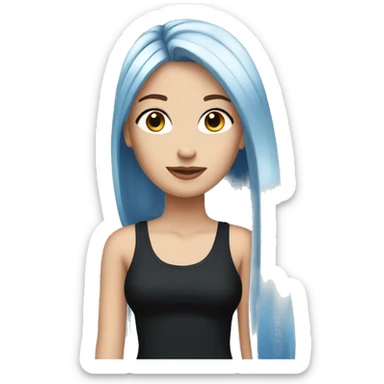 white girl with long straight dark blue hair wearing black tank top sticker