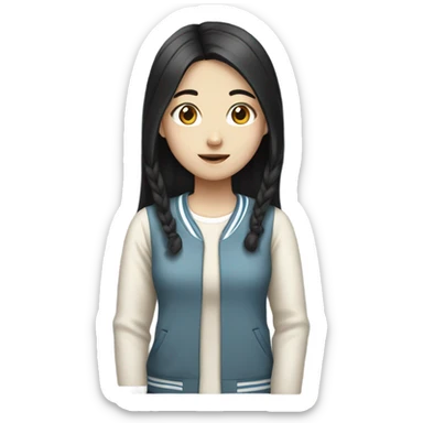 girl korean highschool black hair sticker