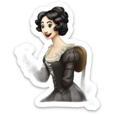 lady dimitrescu throwing a vanity table sticker