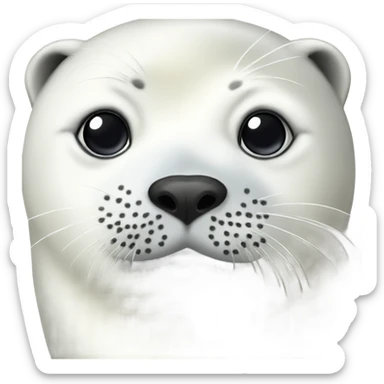 Harp seal with male face sticker