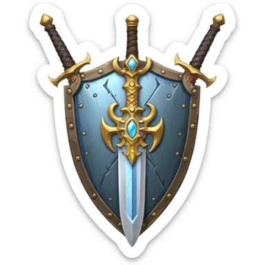sword and shield, world of war craft style sticker
