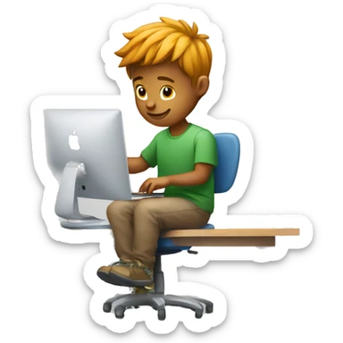Young man coding on IMac multitasking sticker