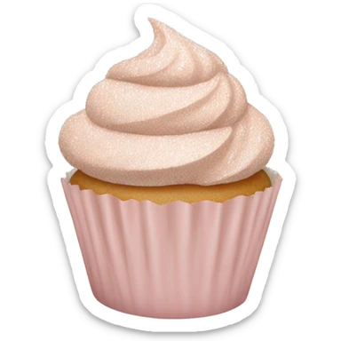 Pale blush pink cupcake with light beige glittery wrapper sticker