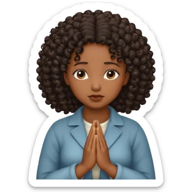 Curly hair Black women praying sticker