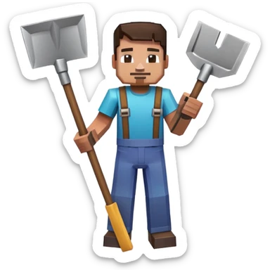 Minecraft character holding a shovel sticker