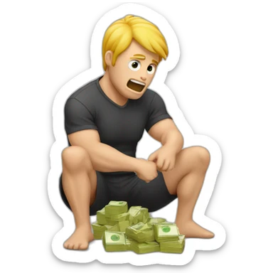 A programmer wrestling a currency problem sticker