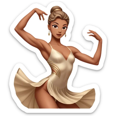 Cinematic Realistic Dance Poses, an elegant dancer mid-motion, muscles tensed with control, soft fabric of their attire flowing with movement, dramatic lighting highlighting the graceful lines, glowing with passion and poise. sticker