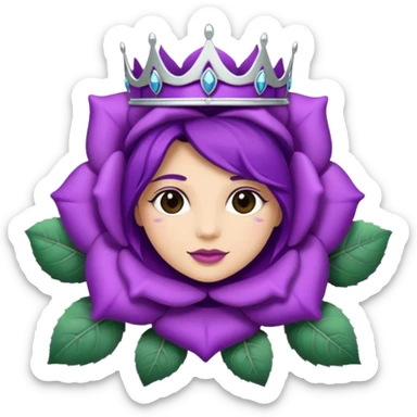 Purple rose with silver tiara and a purple emblem leaf wreath sticker