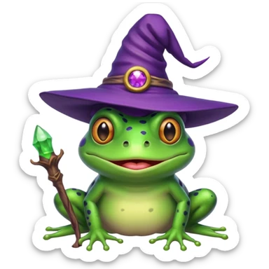 frog wear purple wicth hat sticker
