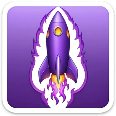 purple rocket purple flame sticker