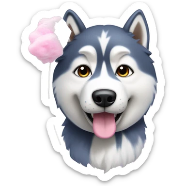 A husky dog with cotton candy sticker