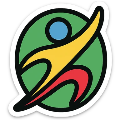 stylized athletic-inspired emblem with soft organic curve, abstract design, no text or direct logo usage sticker