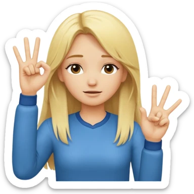 blonde cartoon girl long hair making time out gesture hands making "t" sign sticker