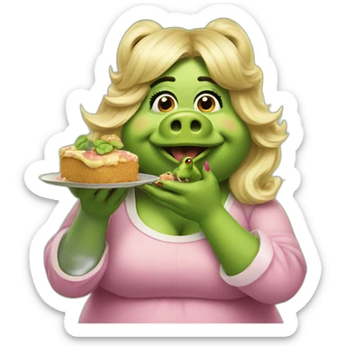 miss piggy eating a frog sticker
