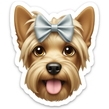 yorkshire dog using a cute bow in his head sticker