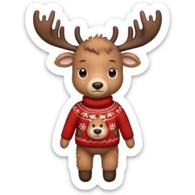 reindeer baby  cute, full body , in a christmas sweater sticker