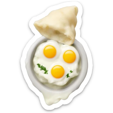 white dill sauce with egg and czech dumpling sticker