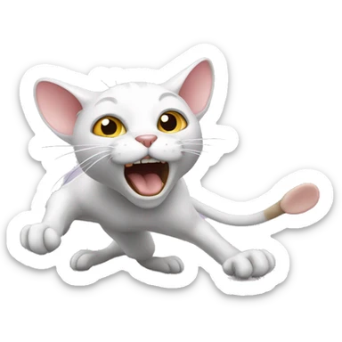 Cat attacking mouse sticker