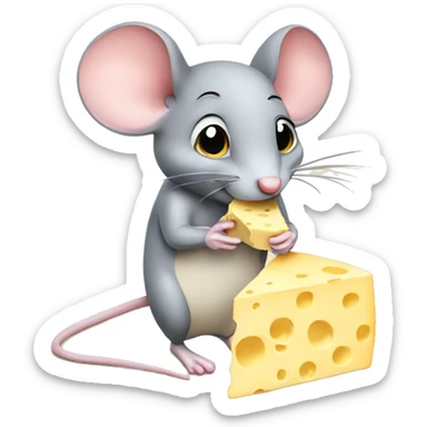 mouse eating cheese sticker