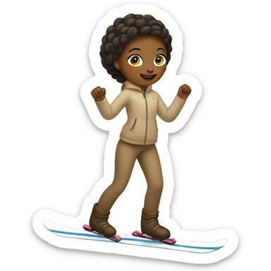 girl on a beige skis sticker