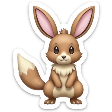 Pastel Shiny Colorful Lopunny-Buneary-Eevee-Furret-Linoone-fusion (full body) sticker