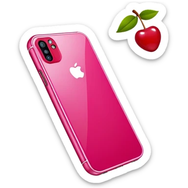 Pink iPhone 16 with cherries phone case  sticker