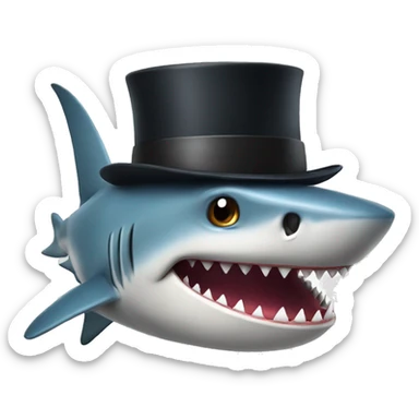 Shark with a top hat sticker