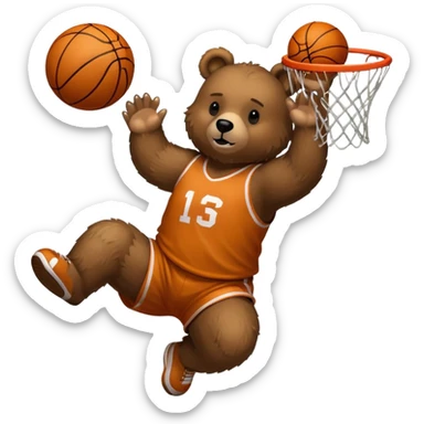 bear dunking basketball  sticker