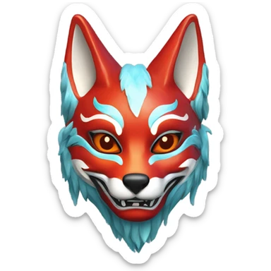 red kitsune mask sticker