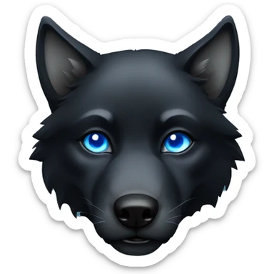 fierce black Wolf with blue eyes sticker